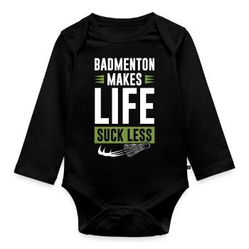 Sport de badminton - Body Bébé bio manches longues - noir - Devant
