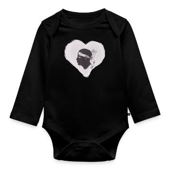 Drapeau Corse Drapeau Corse Corse - Body Bébé bio manches longues - noir - Devant