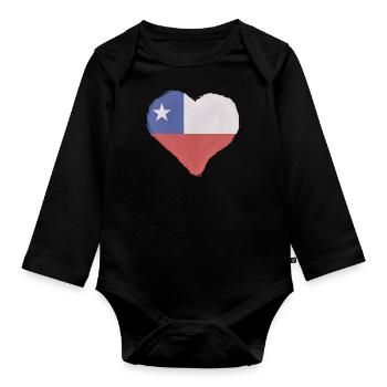 Chile Flag South America Chilean Flag Vintage - Organic Longsleeve Baby Bodysuit - black - Front