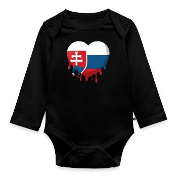 Drapeau de la Slovaquie Coeur Drapeau slovaque - Body Bébé bio manches longues - noir - Devant