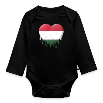 Ungarn Flagge Ungarische Fahne Balaton Hungary - Baby Bio-Langarm-Body - Schwarz - Vorne