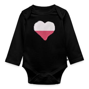Pologne Drapeau utilisé Look Polska Drapeau polonais - Body Bébé bio manches longues - noir - Devant