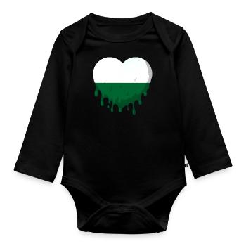 Sachsen Flagge Sächsische Fahne Ossi Urlaub SN - Baby Bio-Langarm-Body - Schwarz - Vorne
