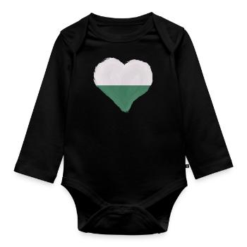 Sachsen Flagge Sächsische Fahne Ossi Urlaub SN - Baby Bio-Langarm-Body - Schwarz - Vorne