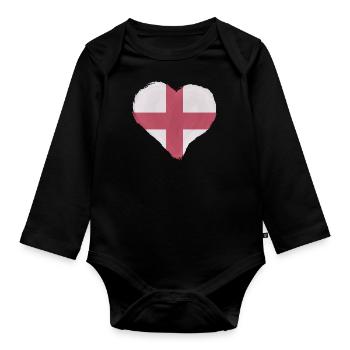 England Flag Vintage English Flag Used Look - Organic Longsleeve Baby Bodysuit - black - Front