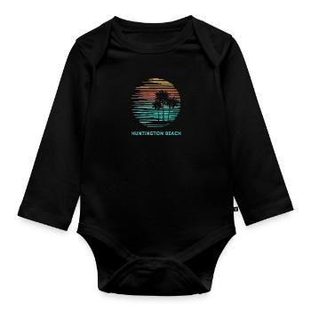 Huntington Beach California Cool Souvenir - Organic Longsleeve Baby Bodysuit - black - Front