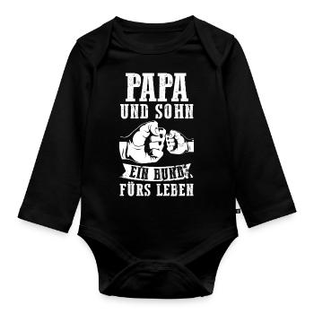 Papa Vater Vatertag - Baby Bio-Langarm-Body - Schwarz - Vorne