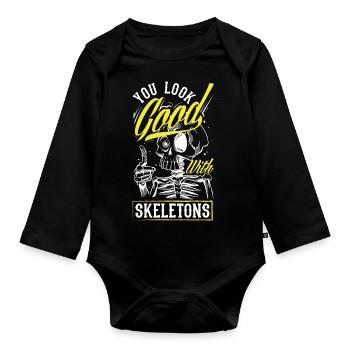 Vous avez fière allure avec Skeleton’s Dark Goth - Body Bébé bio manches longues - noir - Devant