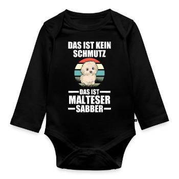 Hund Malteser - Baby Bio-Langarm-Body - Schwarz - Vorne