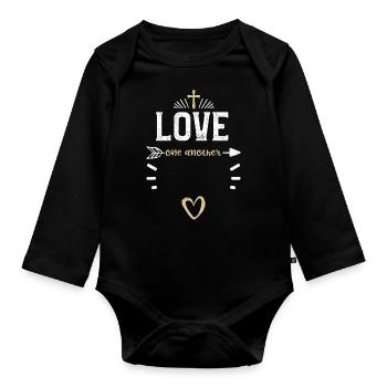 Love one another - Jesus - Organic Longsleeve Baby Bodysuit - black - Front