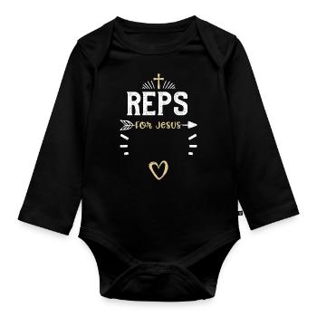 Reps For Jesus - Jesus - Organic Longsleeve Baby Bodysuit - black - Front