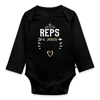 Reps 4 Jesus - Jesus - Organic Longsleeve Baby Bodysuit - black - Front
