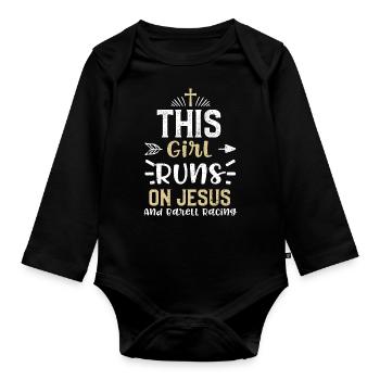 This Girl Runs On Jesus And Bare... - Baby Bio-Langarm-Body - Schwarz - Vorne