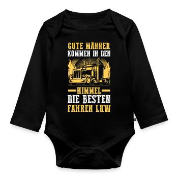 LKW Fahrer Fernfahrer Lastkraftwagen Trucker - Baby Bio-Langarm-Body - Schwarz - Vorne