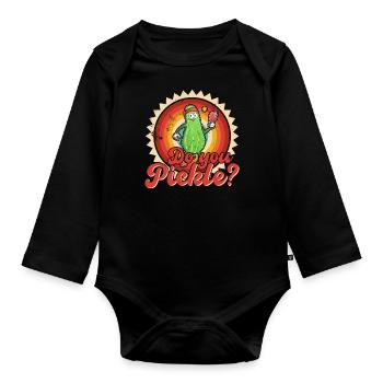 Pickelball Pickle Gurke Schläger Lustig - Baby Bio-Langarm-Body - Schwarz - Vorne