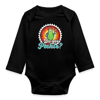 Pickelball Pickle Gurke Schläger Lustig - Baby Bio-Langarm-Body - Schwarz - Vorne