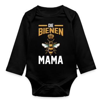 Bienenzüchter Mama Mutter Imker Biene Bienen - Baby Bio-Langarm-Body - Schwarz - Vorne