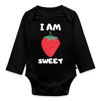 I am sweet - Design - Baby Bio-Langarm-Body - Schwarz - Vorne