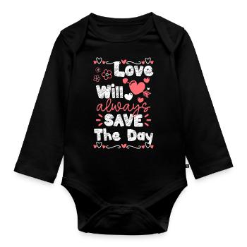 Romantisch Freundin Verliebt Partner - Baby Bio-Langarm-Body - Schwarz - Vorne