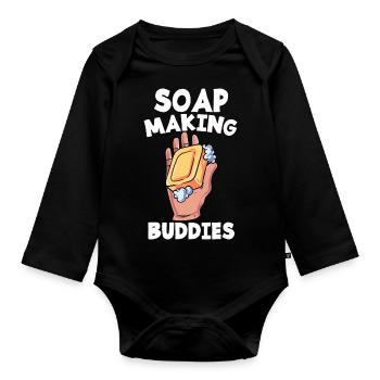 Seife Soap Hygiene Waschen Seifenherstellung - Baby Bio-Langarm-Body - Schwarz - Vorne