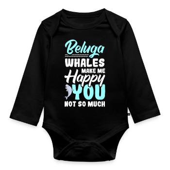 Beluga Whale Beluga Whale Whale Watching Dolphin Dolphin - Organic Longsleeve Baby Bodysuit - black - Front