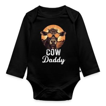 Kuh Papa Bauer Tier Vatertag Geschenk Retro Kuh - Baby Bio-Langarm-Body - Schwarz - Vorne