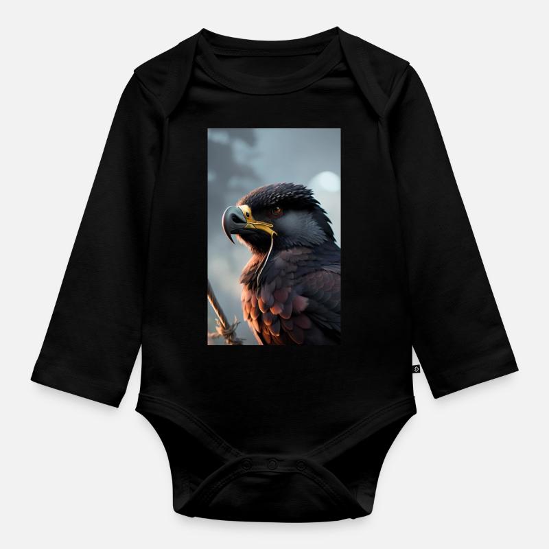 Eagle - Organic Longsleeve Baby Bodysuit - black