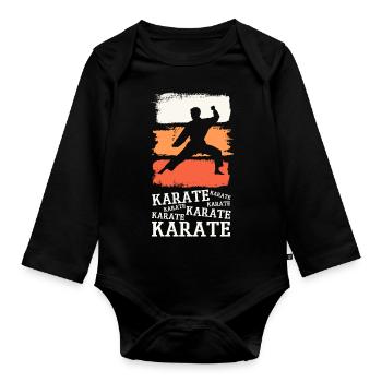 Karaté, Karatéka, arts martiaux, Combats, Sports - Body Bébé bio manches longues - noir - Devant