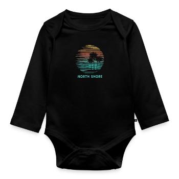 North Shore Oahu Hawaii Cooler Souvenir-Urlaub - Baby Bio-Langarm-Body - Schwarz - Vorne