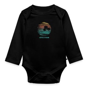 Côte divoire Elfenbeinküste Afrika Cooles Souvenir - Baby Bio-Langarm-Body - Schwarz - Vorne