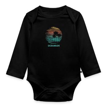 Oceanside California Cool Souvenir Vacation - Organic Longsleeve Baby Bodysuit - black - Front