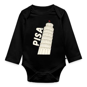 Pise Florence La Tour penchée de Pise Souvenir - Body Bébé bio manches longues - noir - Devant