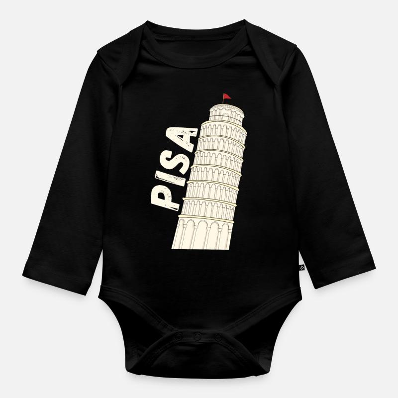 Pise Florence La Tour penchée de Pise Souvenir - Body Bébé bio manches longues - noir