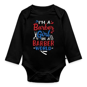 Friseurin - Baby Bio-Langarm-Body - Schwarz - Vorne