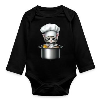Chef Chat - Body Bébé bio manches longues - noir - Devant