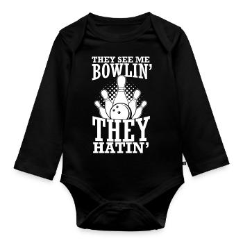 They see me Bowlin' They Hatin' Best Sport Pins Bo - Baby Bio-Langarm-Body - Schwarz - Vorne