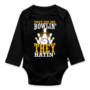 They see me Bowlin' They Hatin' Best Sport Bowling - Baby Bio-Langarm-Body - Schwarz - Vorne