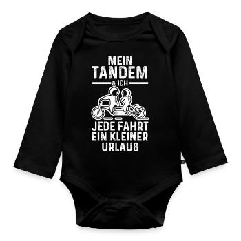 Fahrrad Radfahrer Tandem - Baby Bio-Langarm-Body - Schwarz - Vorne