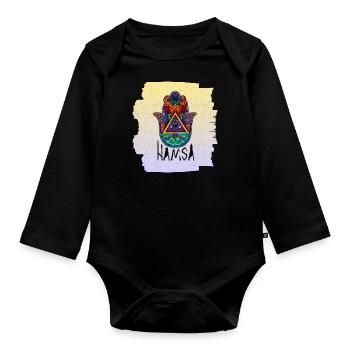 Yoga Namaste Fluchschutz Hindu Buddhismus - Baby Bio-Langarm-Body - Schwarz - Vorne