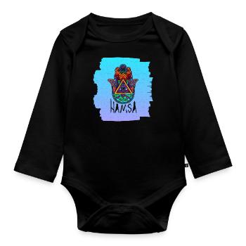 Yoga Namaste Fluchschutz Hindu Buddhismus - Baby Bio-Langarm-Body - Schwarz - Vorne