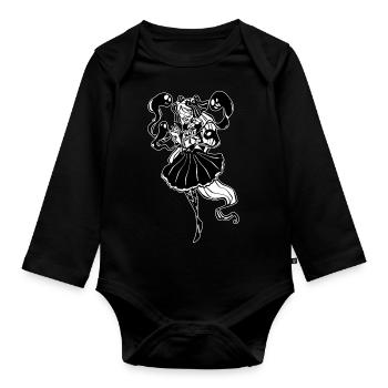 Gothic-Mädchen lesen Buch mit Geistern - Baby Bio-Langarm-Body - Schwarz - Vorne