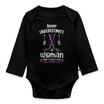 Hockey Team Players Skate - Organic Longsleeve Baby Bodysuit - black - Front