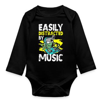 Music, partying, relaxing, dancing - Organic Longsleeve Baby Bodysuit - black - Front