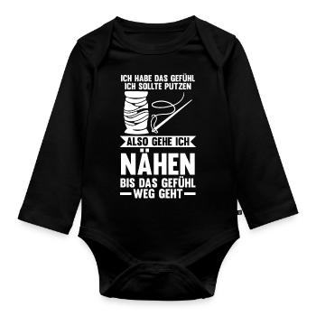 Schneidern Nähen - Baby Bio-Langarm-Body - Schwarz - Vorne