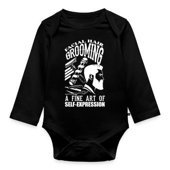 Facial hair grooming A fine art of self-expression - Organic Longsleeve Baby Bodysuit - black - Front
