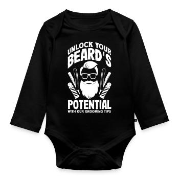 Unlock your beard's potential with our grooming - Organic Longsleeve Baby Bodysuit - black - Front
