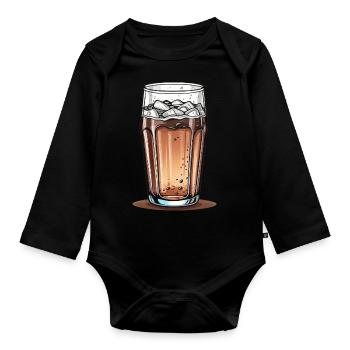 Verre de Cola - Body Bébé bio manches longues - noir - Devant