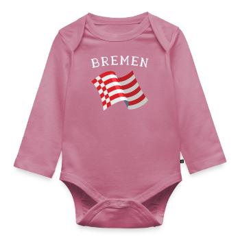 Bremen Flagge Bremer Fahne - Baby Bio-Langarm-Body - Mauve - Vorne