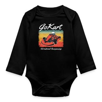 Vintage Kart Racing Go Kart | Go Karting Racer - Body Bébé bio manches longues - noir - Devant