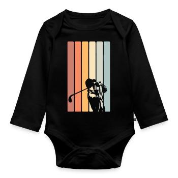 Golf Golfer - Baby Bio-Langarm-Body - Schwarz - Vorne